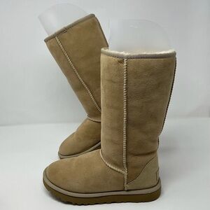 UGG Classic Tall II 1016224 Sand Suede Boots Women’s Size 5 Sheepskin Winter